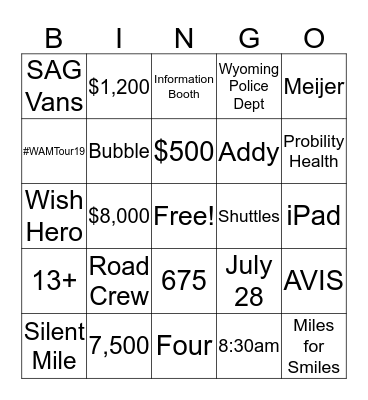 2019 WAM Bingo Card