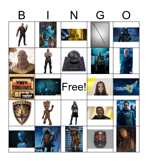 Guardians of the Galaxy Bingo Card
