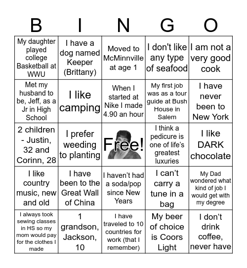 ALL ABOUT DANA.......and then some Bingo Card
