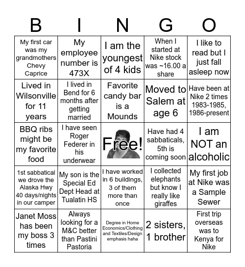 ALL ABOUT DANA..........and then some Bingo Card