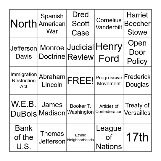 Benchmark Bingo! Bingo Card