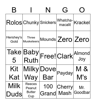 Candy is Dandy!!  Bingo Card