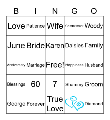 Anniversary Bingo Card