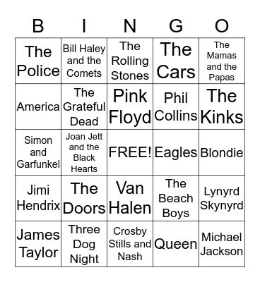 Music Bingo Card