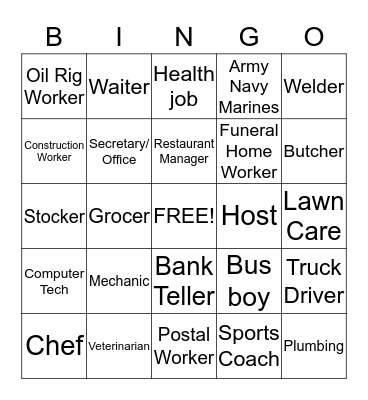 Career Bingo Card