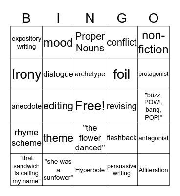 STAAR BINGO Card