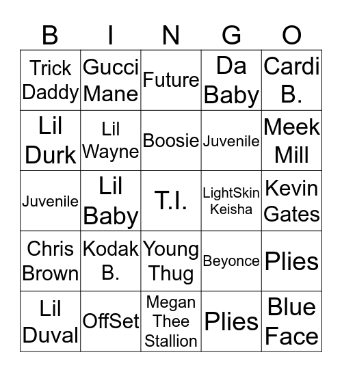 Kayos & Trouble's TRAP BINGO! Bingo Card