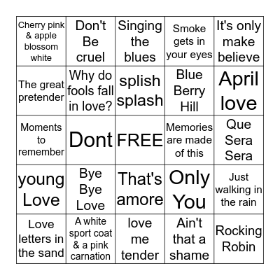 songs of the fifties Bingo Card