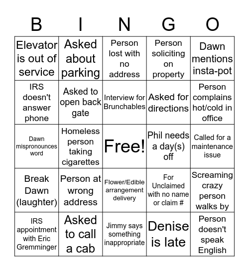 50 West Bingo Card