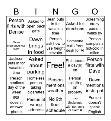50 West Bingo Card