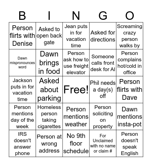 50 West Bingo Card