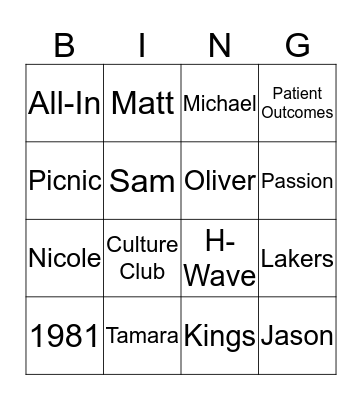 H-Wave Bingo!  Bingo Card