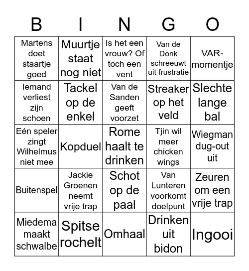 Voetbalkijken met Tjin Bingo Card