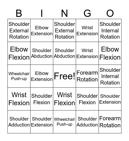 Occupational Therapy Group Bingo Card