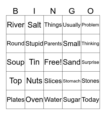 A birthday cake Bingo Card