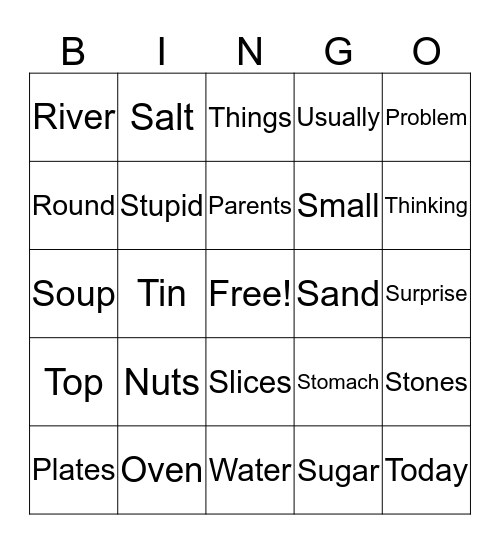 A birthday cake Bingo Card