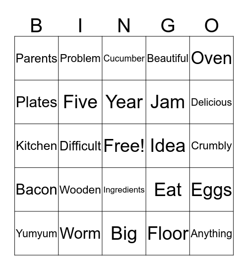 A birthday cake Bingo Card