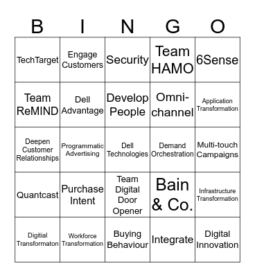 Inspire Conference Dell Technologies Bingo Card