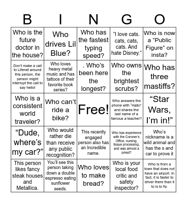 Tissue Bingo Card