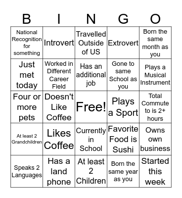 Untitled Bingo Card