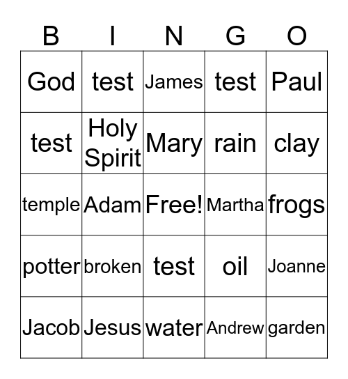 Bible BINGO Card