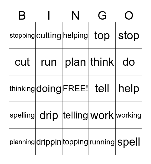 -VC -VCC and -ing words  Bingo Card