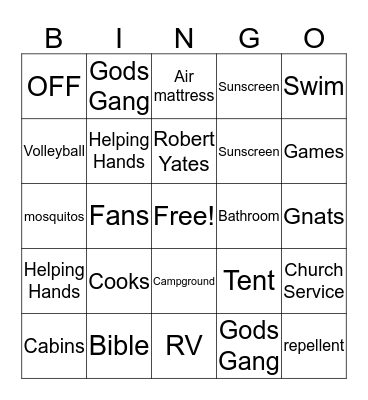 Millen Bingo Card