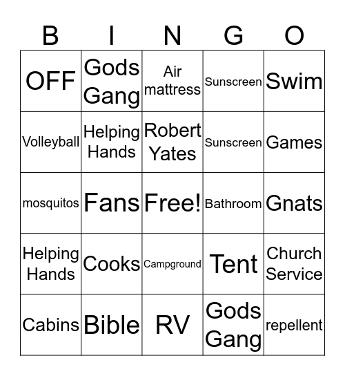 Millen Bingo Card