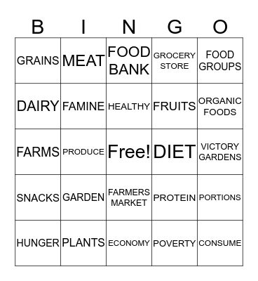 VOCABULARY BINGO Card