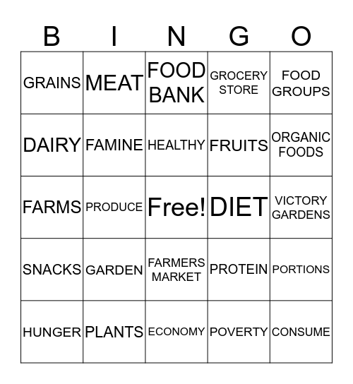 VOCABULARY BINGO Card