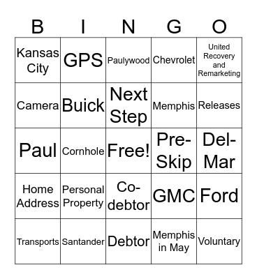 Repo Bingo Card