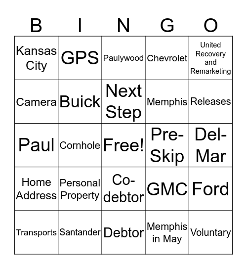 Repo Bingo Card