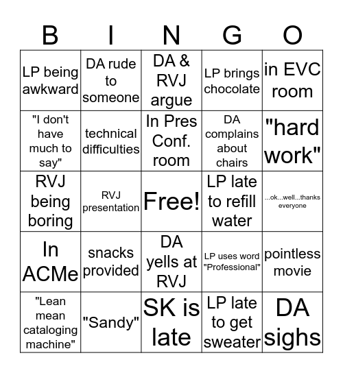 ACMe Meeting Bingo Card