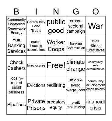 Public Bank Bingo Card