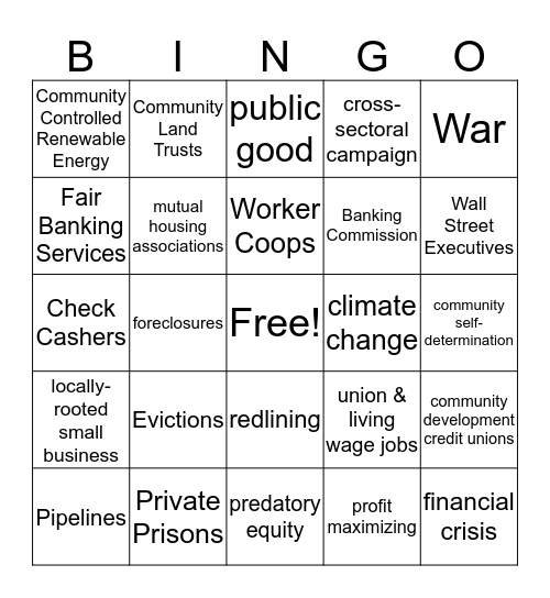 Public Bank Bingo Card