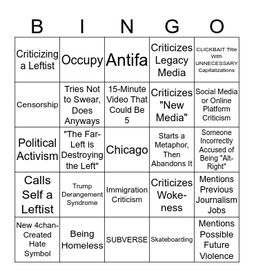 Tim Pool Lingo Bingo Card