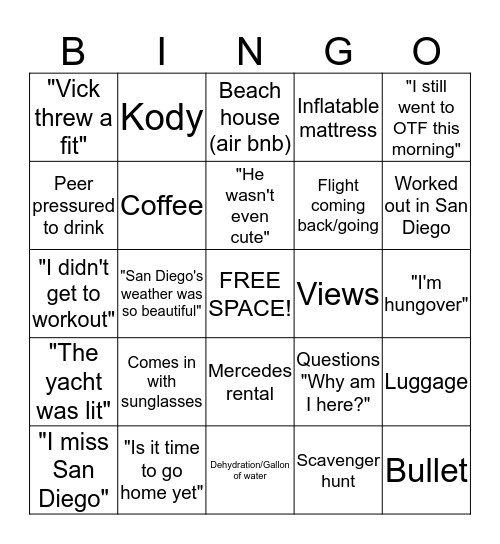 Bingo (Sharan edition) Bingo Card