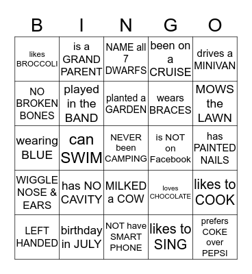 AUYONG/O'YOUNG   FAMILY REUNION   2019 Bingo Card