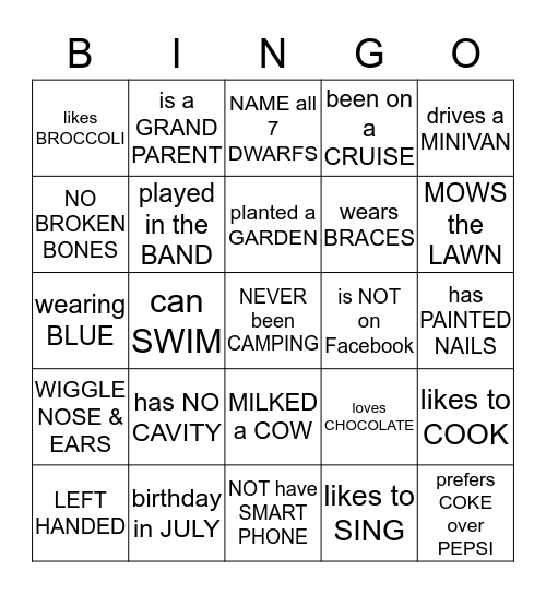 AUYONG/O'YOUNG   FAMILY REUNION   2019 Bingo Card