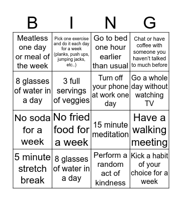 Catch Co. Wellness BINGO! Bingo Card