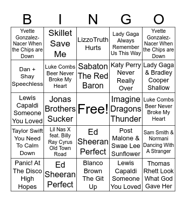 MUSICAL BINGO Card
