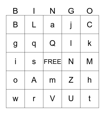 Alphabet Bingo Card