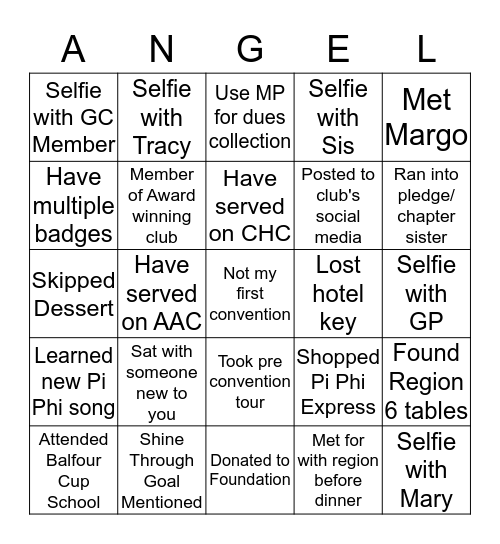 Convention Bingo Card