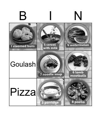 Food Bingo Card