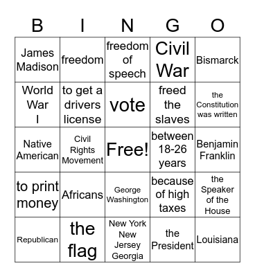 June 19, 2019 Bingo Card