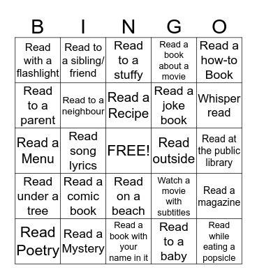 SUMMER READING BINGO Card