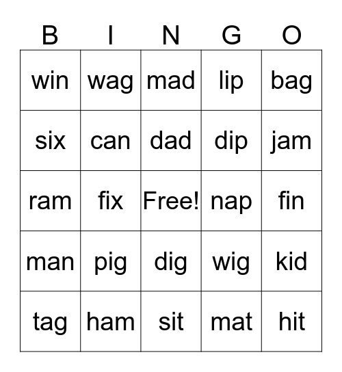 Super Phonics 2 Bingo Card