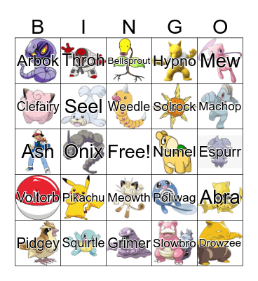 Pokemon Bingo Card