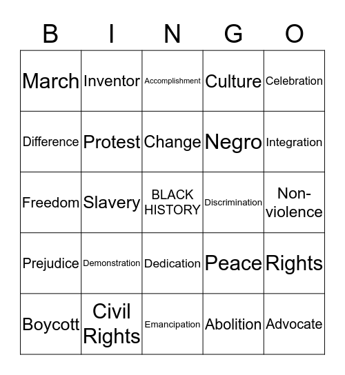 Celebrate Black History Bingo Card