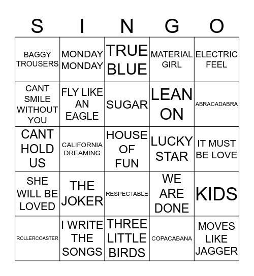 379 ARTISTS STARTING WITH THE LETTER M Bingo Card